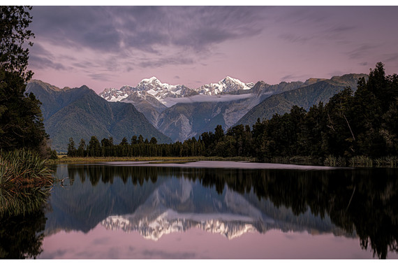 <p>2nd - A Grade: Set Print - Mauve Hour at Lake Matheson <small>© Ian Street</small></p>
